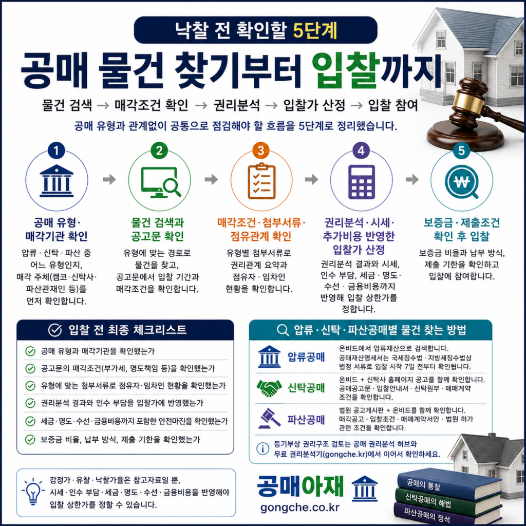 압류공매 신탁공매 파산공매별 물건 찾는 방법과 입찰 전 체크리스트
