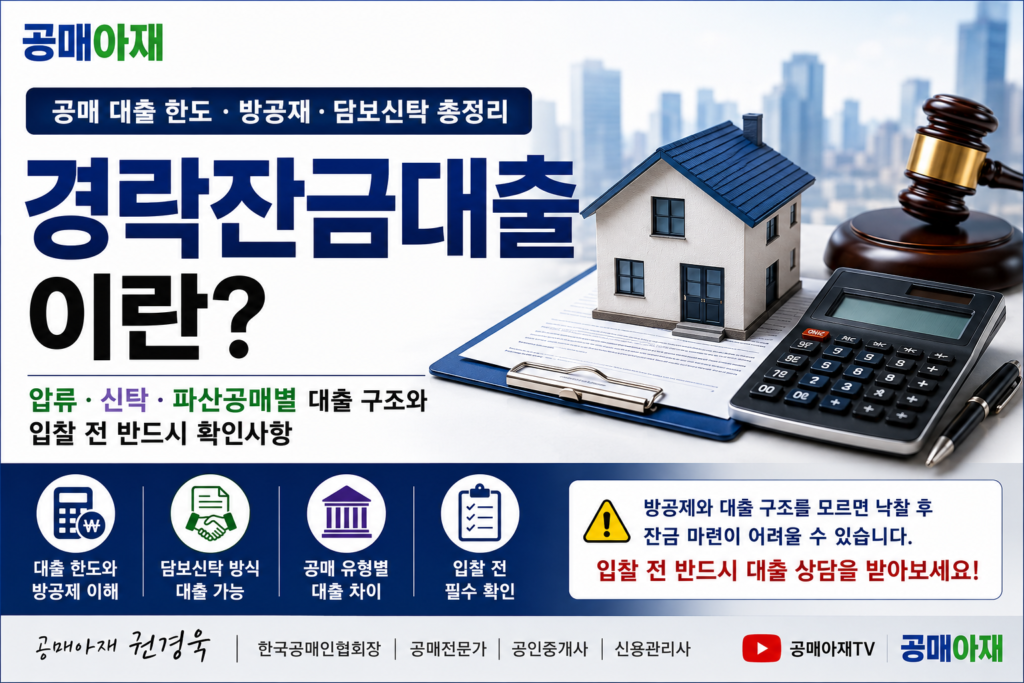 경락잔금대출 공매 대출 한도 방공제 담보신탁 총정리